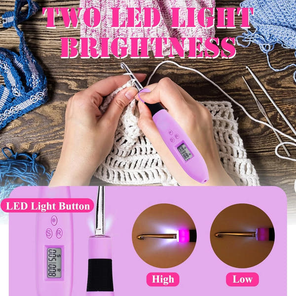 Counting Crochet hook Kit with 18 Different Size Interchangeable Crochet Needle, Light Up Crochet Hooks for Stitch &